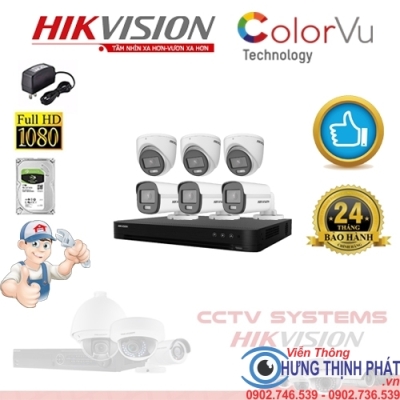 TRỌN BỘ 6 CAMERA QUAN SÁT HIKVISION FULL COLOR 2.0 MPX